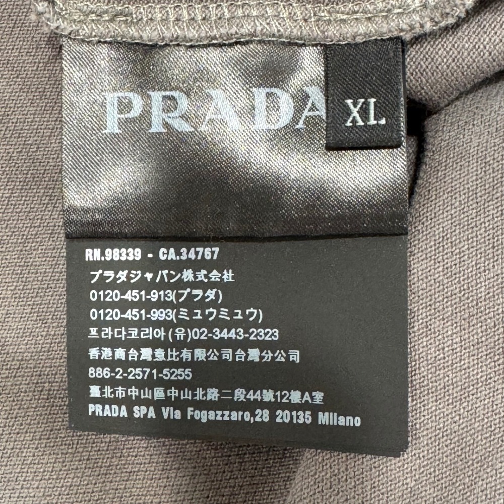 Prada Mens XL Polo Shirt Grey Yellow Panther Embroidered Tipped Cotton Pique - Picture 4 of 12